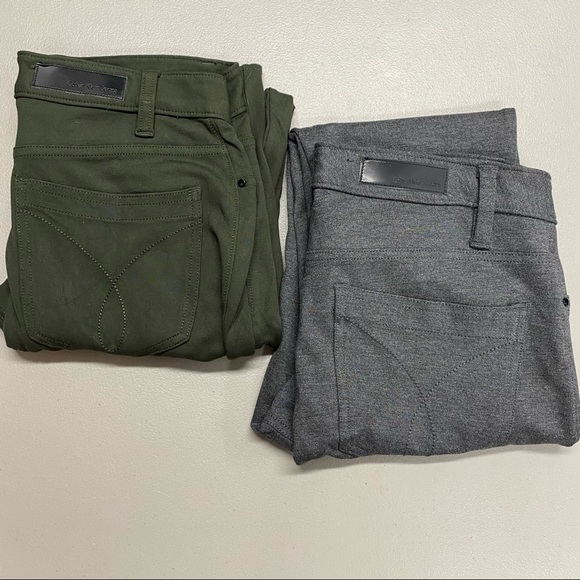 Calvin Klein Pants - 2 Calvin Klein & Co. Career Wear Pants Gray Green Faux Leather 5th Pocket Size 6